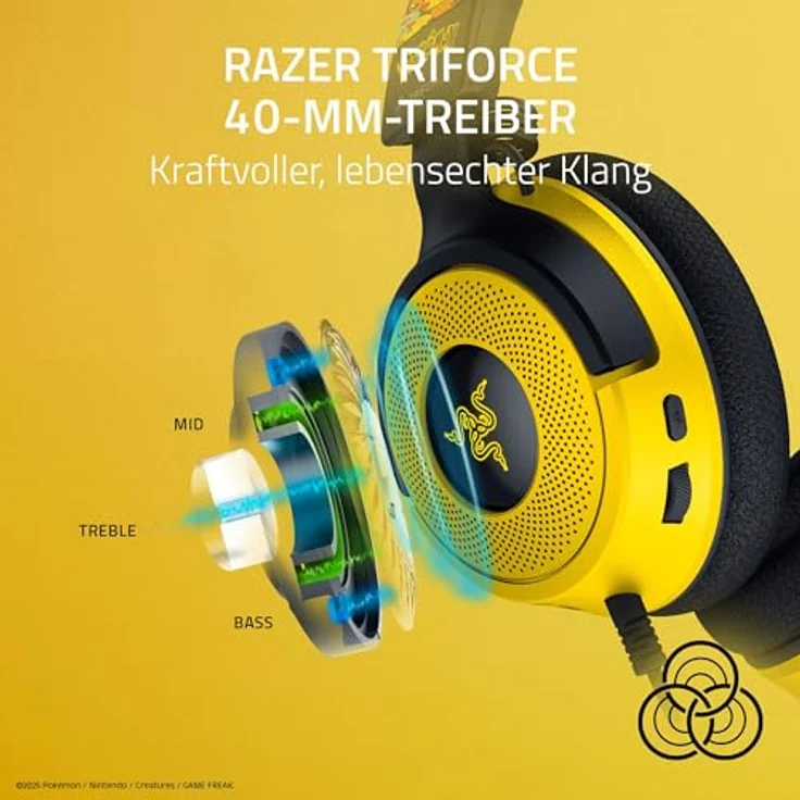 Razer Kraken V4 X Pokémon Edition, Kabelgebundenes USB-Gaming-Headset mit Triforce 40mm-Treibern, einziehbarem Mikrofon, Surround Sound und Chroma RGB, für PC & Konsole über USB-C | Pokémon Kanto – Bild 2