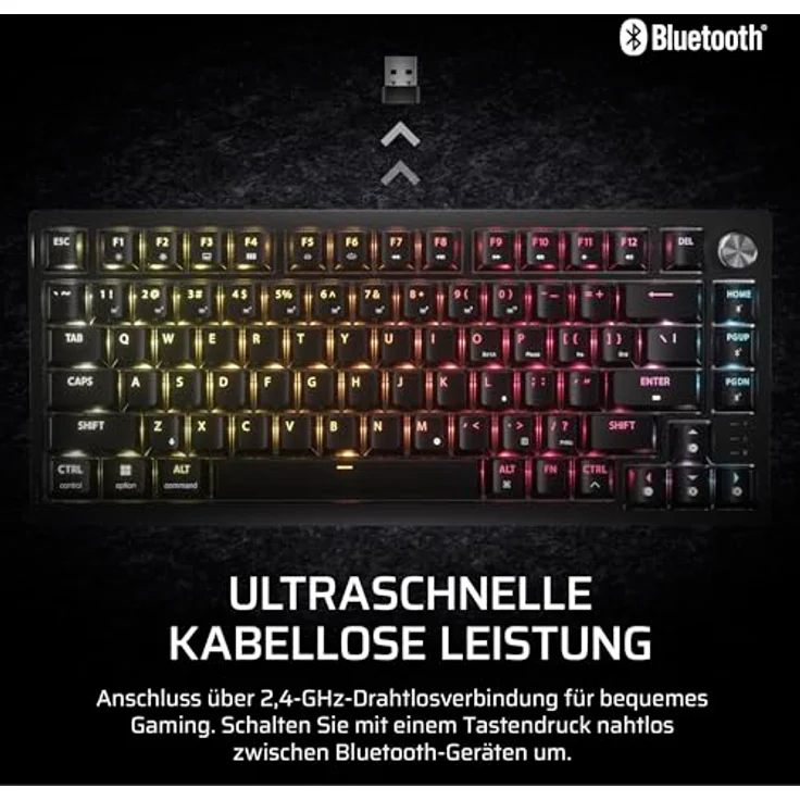 Corsair K65 Plus Wireless TKL Gaming Tastatur, TKL (75%), Corsair MLX Fusion – schwarz, ISO (DE) – Bild 5