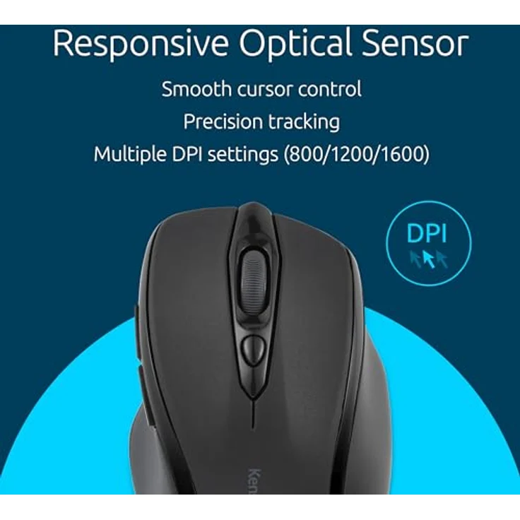 Kensington MY310 EQ Maus, kabellose PC-Maus, mittelgroß, mit klickbarem Scrollrad, 59 % recycelter Kunststoff, Schwarz – Bild 4