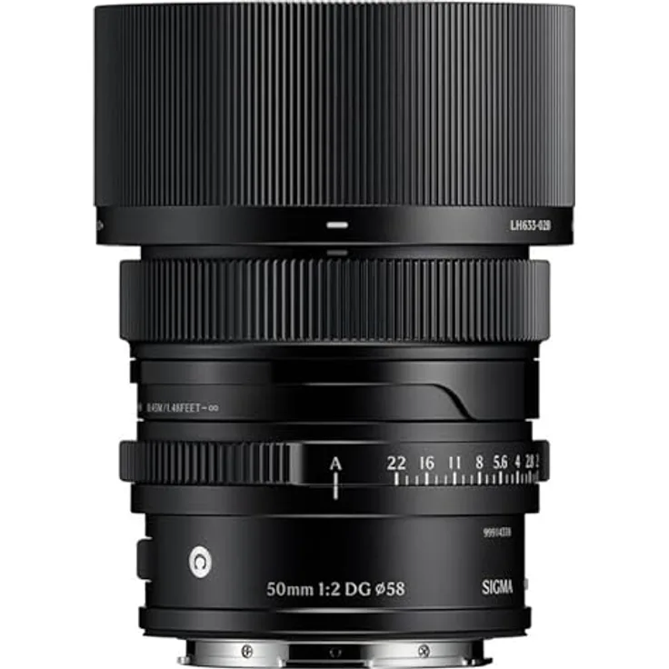 Sigma 50mm f/2 DG Noir Contemporary, Objektiv für Monture L mit vorderem und hinterem Objektivdeckel, Sonnenschutz