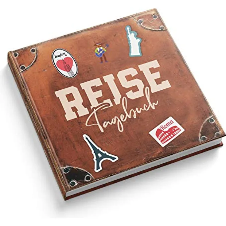 itenga Reisetagebuch Koffer, 21,0 x 21,0 cm, 88 Blanko Seiten aus 150 g/m² Naturpapier, stabiler Hardcover-Umschlag mit Mattfolie, ideal für Urlaubserinnerungen