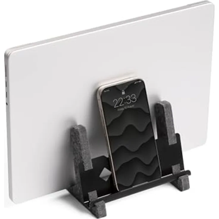 Durable Laptop Ständer Vertical Effect aus PET-Filz, anthrazit, 508058, mit Handy/Tablet Ablage
