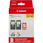 Canon PG-560/CL-561 Druckerpatrone, 7,5 ml Schwarz & 8,3 ml Farbe (M, C, Y) mit 50 Blatt GP-501 Fotoglanzpapier
