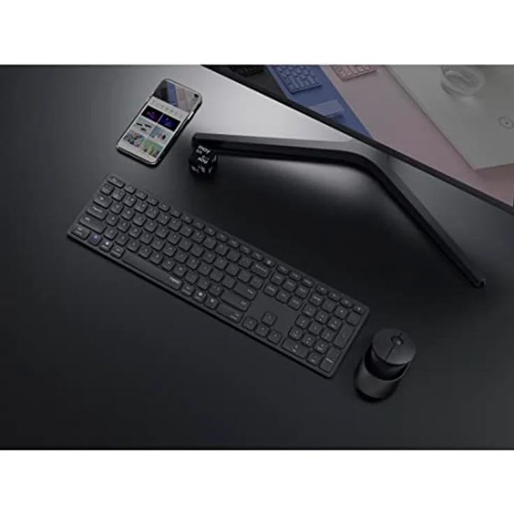 Rapoo 9850M kabelloses Tastatur-Maus Set Wireless Deskset 1600 DPI Sensor wiederaufladbarer Akku flaches Aluminium Design DE-Layout QWERTZ PC & Mac - dunkelgrau – Bild 5