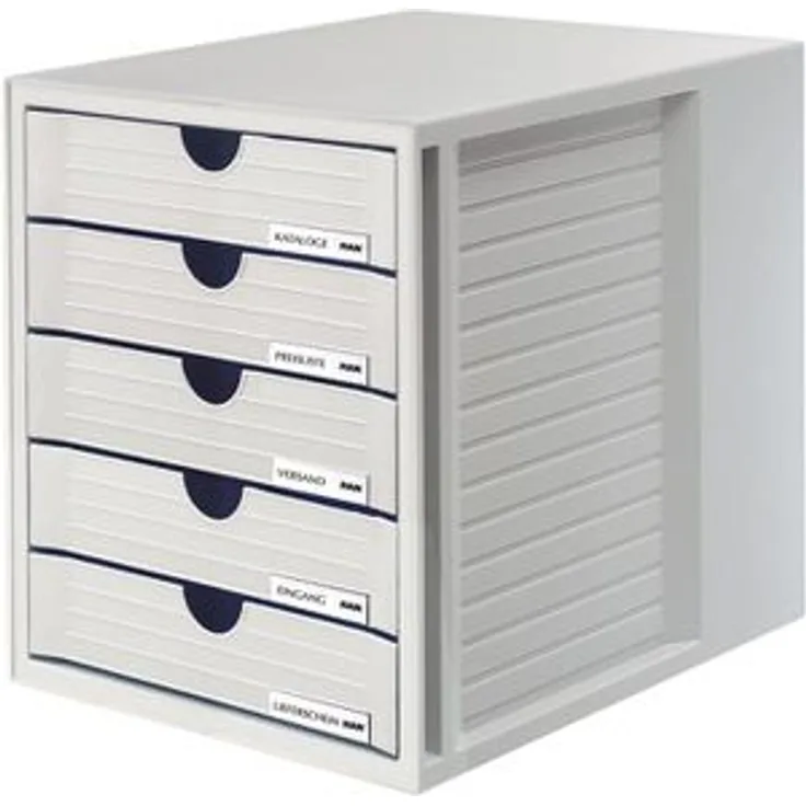 Han Schubladenbox 1450-11, Systembox, A4, 5 Fächer, Kunststoff, geschlossen, grau