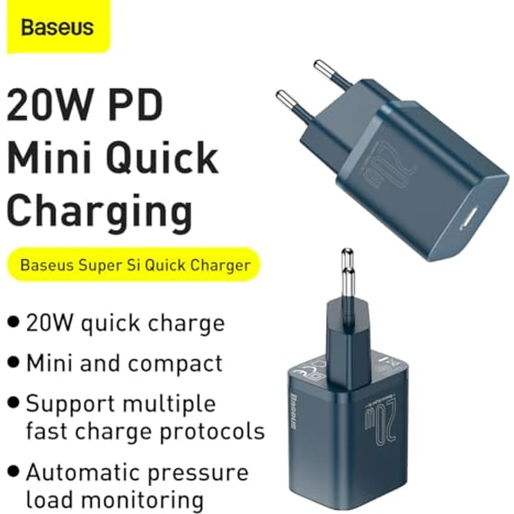 Baseus Super Si Quick Charger 1C 20W mit USB-C Kabel für Lightning 1m (blau) - Schnellladegerät mit 20W Power Delivery – Bild 4