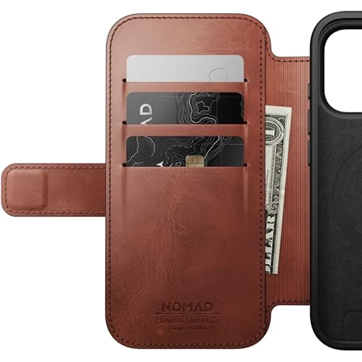 NOMAD Modern Leather Folio für iPhone 17 Pro, MagSafe-kompatible Echtleder Schutzhülle mit drei Kartenfächern und TPE-Bumper, Olde Dublin Horween – Bild 13