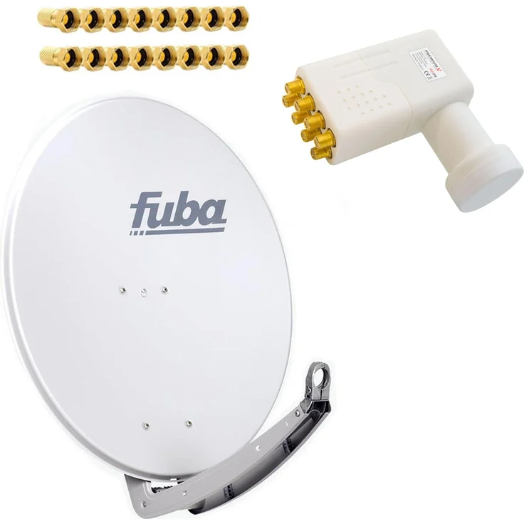 Fuba DAA 780 G, Satellitenantenne 74x84cm Alu Grau mit Octo LNB und 16 F-Steckern für HD-Empfang