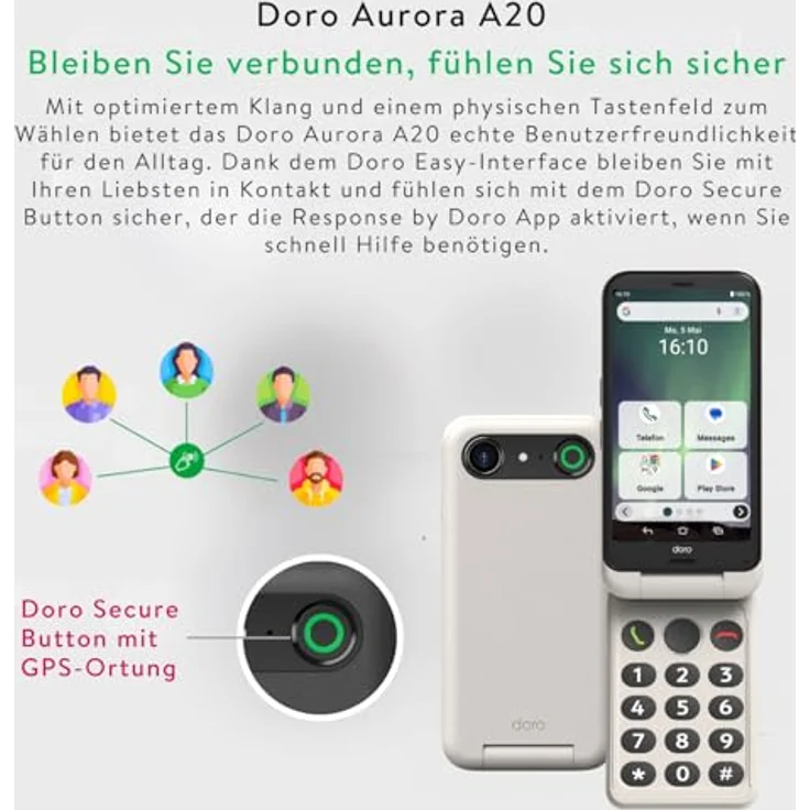DORO Aurora A20, Smartphone mit 64 GB Speicher, Dual SIM, Graphit – Bild 4