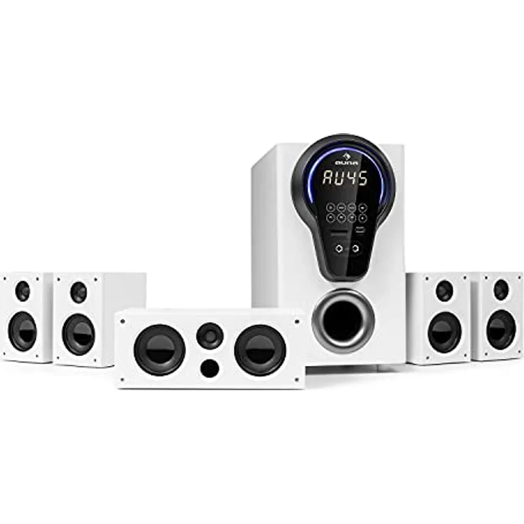 auna Areal 525 5.1 Soundsystem, Heimkinosystem, 5.1 Heimkinosystem, RMS, Subwoofer, 4 oder 5 Satellit, AUX-Eingang, Heimkino mit 125 Watt, weiß – Bild 1