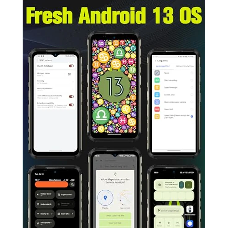 Ulefone Armor 22 Outdoor Handy Ohne Vertrag(2023),16GB+256GB/SD-512GB Android 13, 64MP+64MP Nachtsicht, 6600mAh 6.58" FHD+ 120Hz, Outdoor Smartphone Ohne Vertrag 4G Dual SIM/NFC/Face ID/IP68, Schwarz – Bild 2
