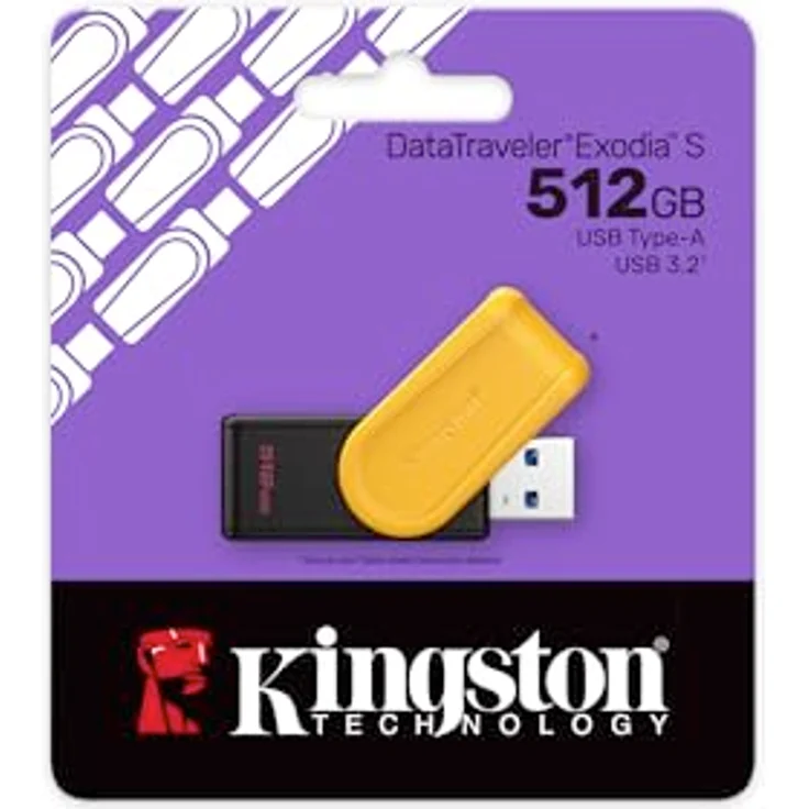 Kingston DataTraveler Exodia S USB-Stick, 512GB, USB 3.2 Gen 1, USB Type A, Schwarz/Gelb, drehgelenkbare Kappe – Bild 3