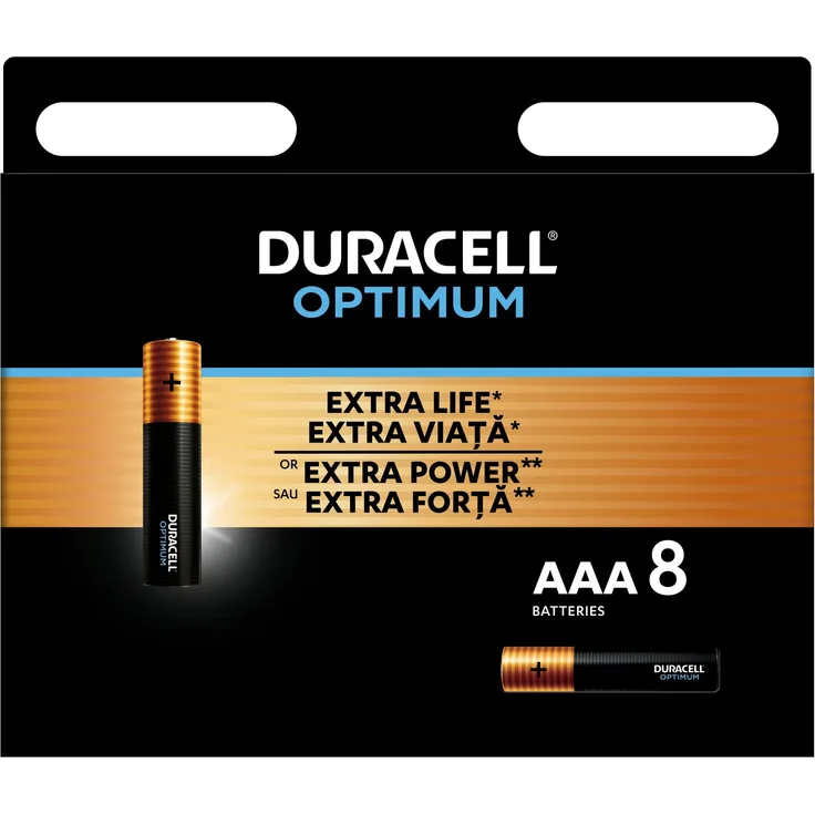 Duracell OPTIMUM AAA, 8 Stück Alkalibatterien mit 4X POWER BOOST™ für Geräte mit hohem Stromverbrauch