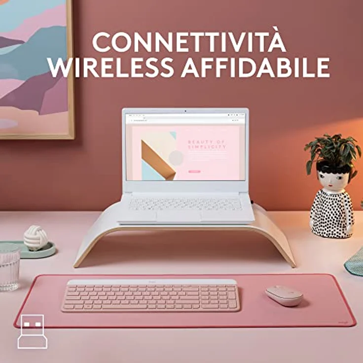 Logitech MK470 Slim Combo Kabelloses Tastatur-Maus-Set - Modernes, kompaktes Layout, Extrem leiser, 2,4-GHz-USB-Empfänger, Plug-n'Play-Konnektivität -Italienisches QWERTY-Layout - Rosa – Bild 4