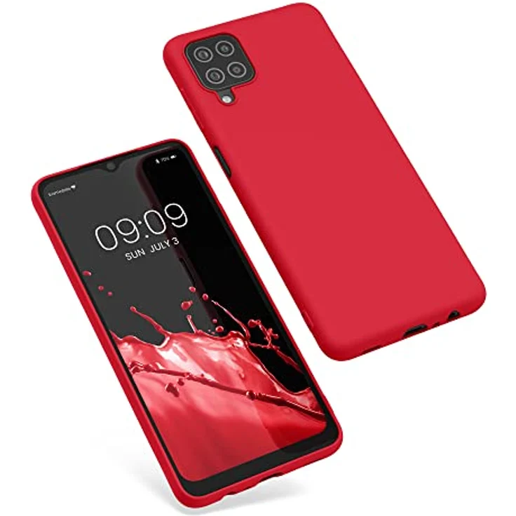 kwmobile Hülle für Samsung Galaxy A12, weiches TPU Silikon Case, kabelladesicher, klassisch rot – Bild 5