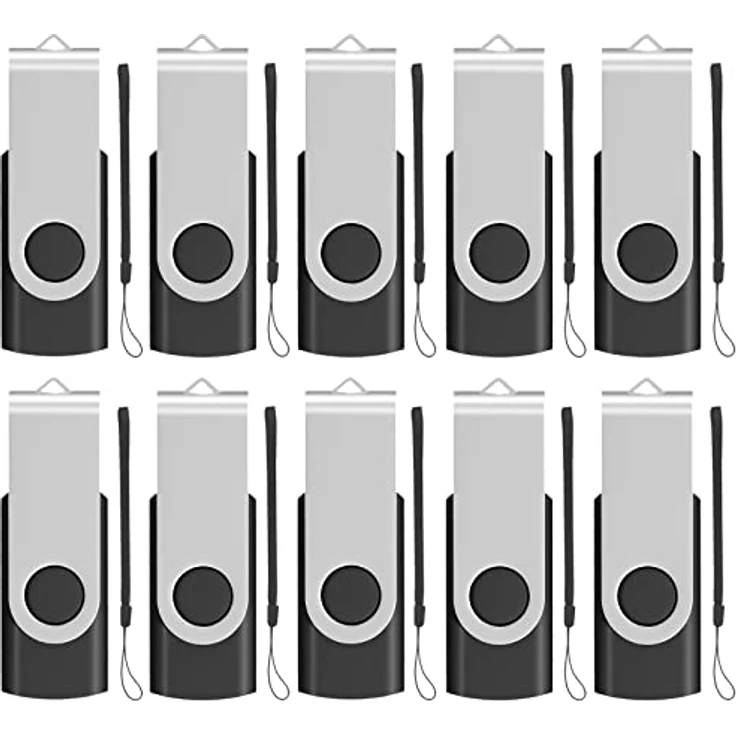 EASTBULL Einklappbarer 4GB USB 2.0 Transmemory Memory Stick, 10 Stück, Schwarz, 360º Swivel Design – Bild 1