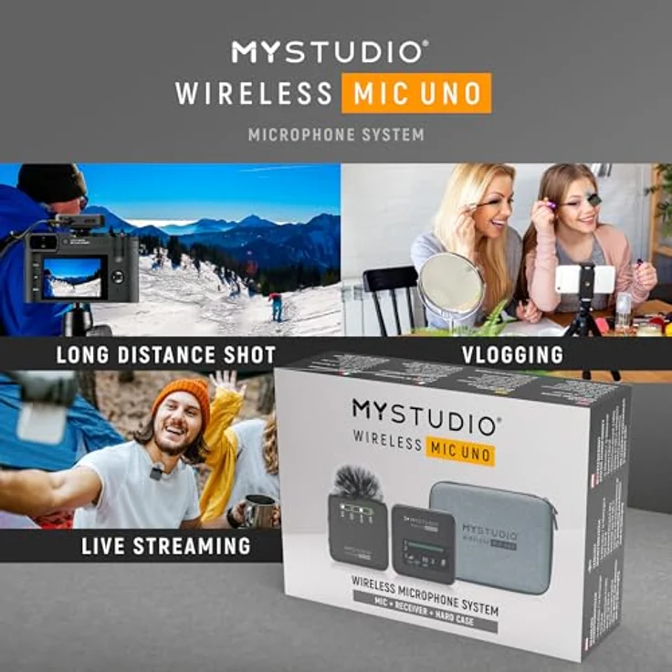 Easypix Mikrofon MyStudio Wireless Mic Uno, 2,4-GHz-Übertragung & 100m Reichweite – Bild 10