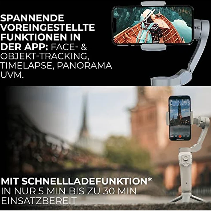 Rollei Steady Butler Mobil 3 SE, Kleiner, Leichter, zusammenklappbarer Smartphone Gimbal für ruhige aus der Hand gefilmte Videos. Mit App-Steuerung für Android und iOS 22946 – Bild 5