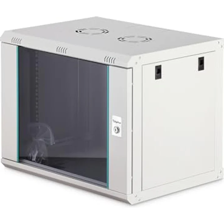 DIGITUS Netzwerkschrank Dynamic-N, 19-Zoll Rack 9HE, unmontiert, Wandmontage, 450 mm Tiefe, 60 kg Traglast, abschließbare Glastür, grau – Bild 1