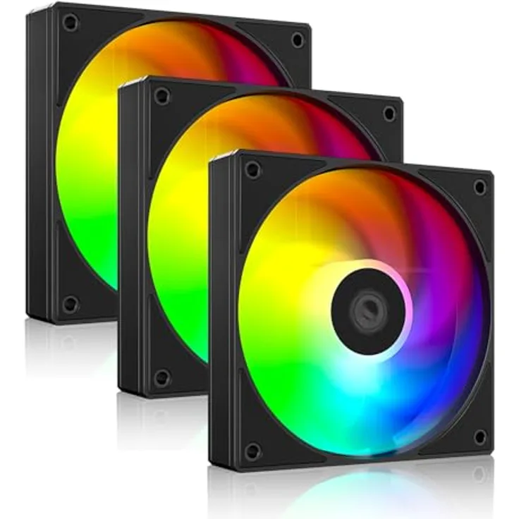 ID-Cooling AS-120-ARGB-K TRIO, 120mm Gehäuselüfter mit RGB-Beleuchtung, schwarz, 27 dBA