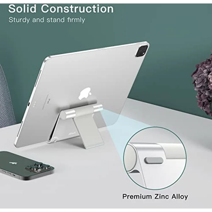 JETech iPad Ständer Verstellbarem Betrachtungswinkel Tragbarer Mini Tablet Halter Haltbare Aluminium für Tablets, E-Reader und Handys – Bild 6