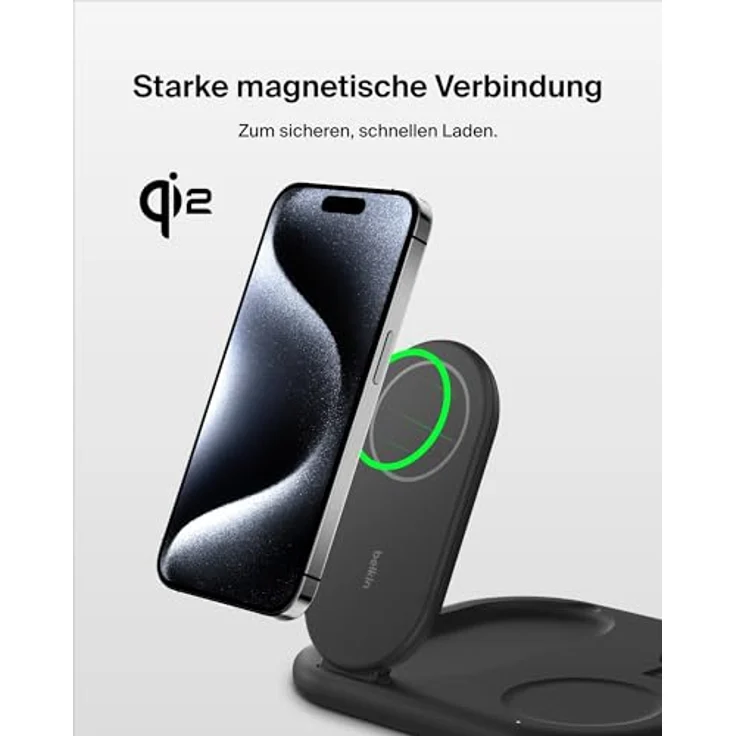 Belkin BoostCharge 3-in-1 15 W magnetisch, einklappbar Wireless Charger, iPhone 16/15/14/13/12, Apple Watch, AirPods, weiß – Bild 5