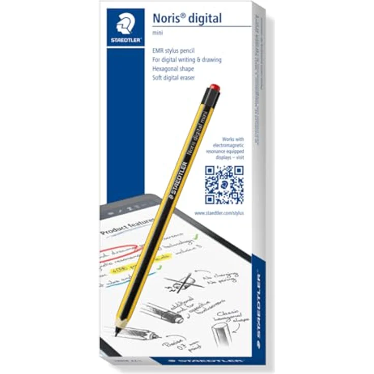 STAEDTLER Noris digital Mini 180M, 2-in-1 Stylus-Eingabestift für digitales Schreiben und Zeichnen, EMR und kapazitive Touchscreens, inklusive 5 EMR Ersatzspitzen und Werkzeug – Bild 2