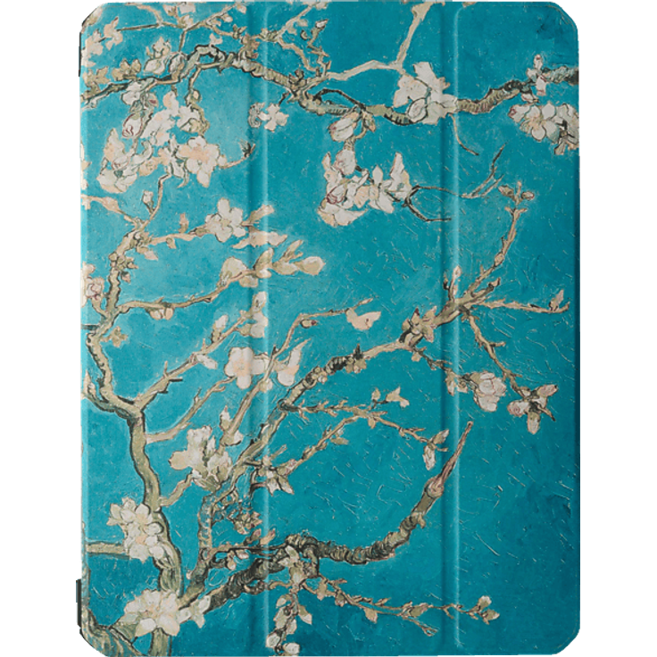 REALPOWER iPad 10 Case 10.9", Bookcover mit Design Green Plant, für Apple iPad 10. Generation, blau