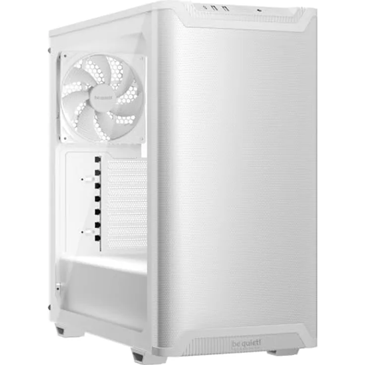be quiet! Pure Base 501 Airflow Window White PC-Gehäuse, 2 vorinstallierte Pure Wings 3 140mm PWM-Lüfter, USB 3.2 Gen. 2 Type C, geräumiges Design, Seitenfenster aus Temperglas