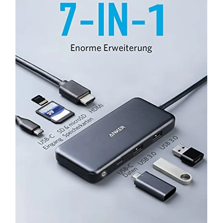 Anker 341 USB-C Hub (7-in-1), Grau (A83460A3) – Bild 2