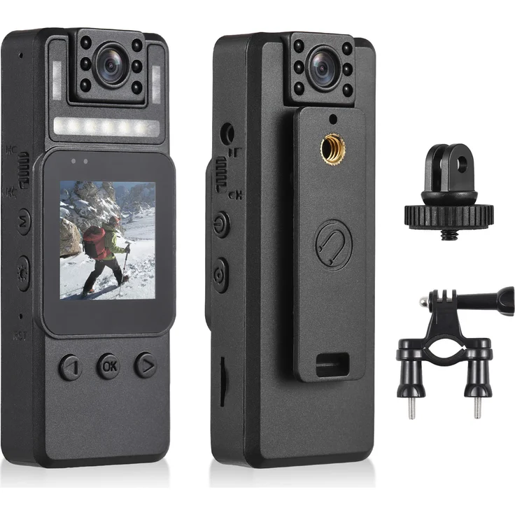 Lixada 1080P-Koerperkamera mit Audio & Videoaufzeichnung, WiFi-Camcorder mit 180° drehbarem Objektiv, Nachtsicht und magnetischem Rückclip