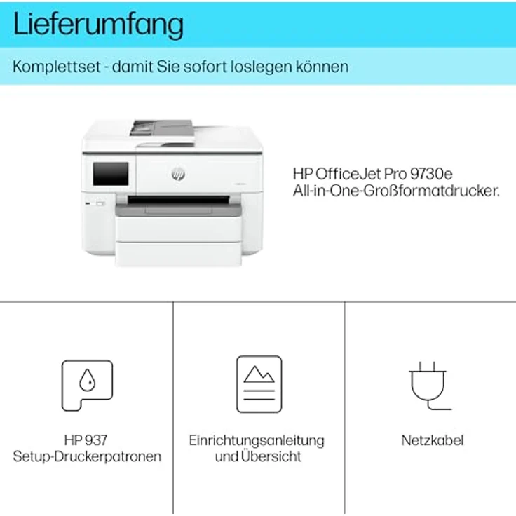 HP OfficeJet Pro 9730e Multifunktionsdrucker, 3 Monate gratis drucken Instant Ink inklusive, Drucker, Scanner, Kopierer, Fax, WLAN, LAN, Duplex, Airprint, Grau-Weiß – Bild 5