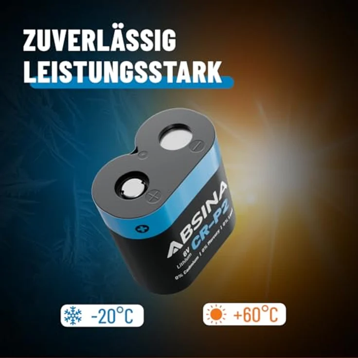 ABSINA CR P2 Lithium Batterie 6V, 2er Pack mit 1500mAh Kapazität, Temperaturfest von -20°C bis +60°C – Bild 6