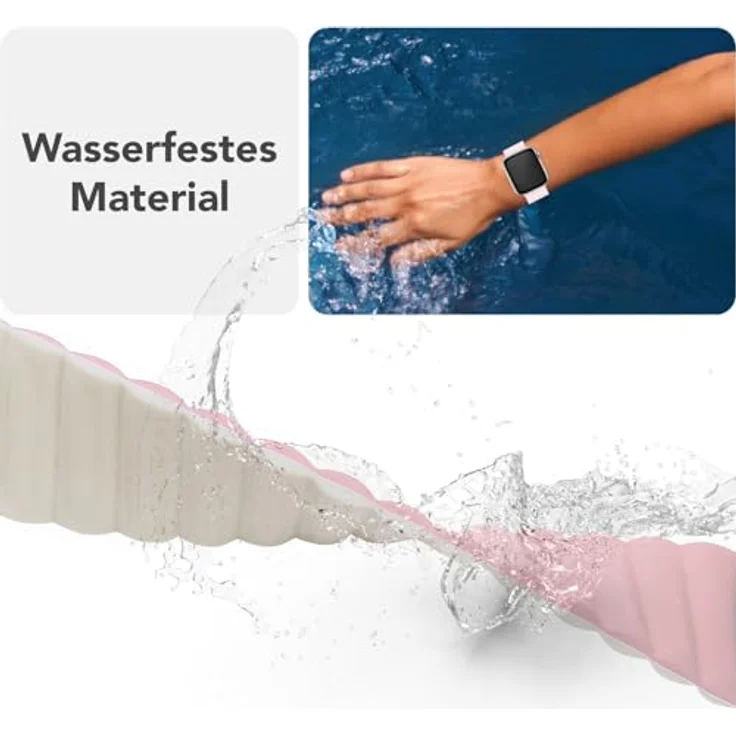 NALIA Core Magnet Armband für Apple Watch Ultra/SE/10/9/8/7/6/5/4/3/2/1, Atmungsaktives Silikon Loop mit Rillendesign, Farbe: Pfirsichblüte, 42/44/45/46/49mm – Bild 5