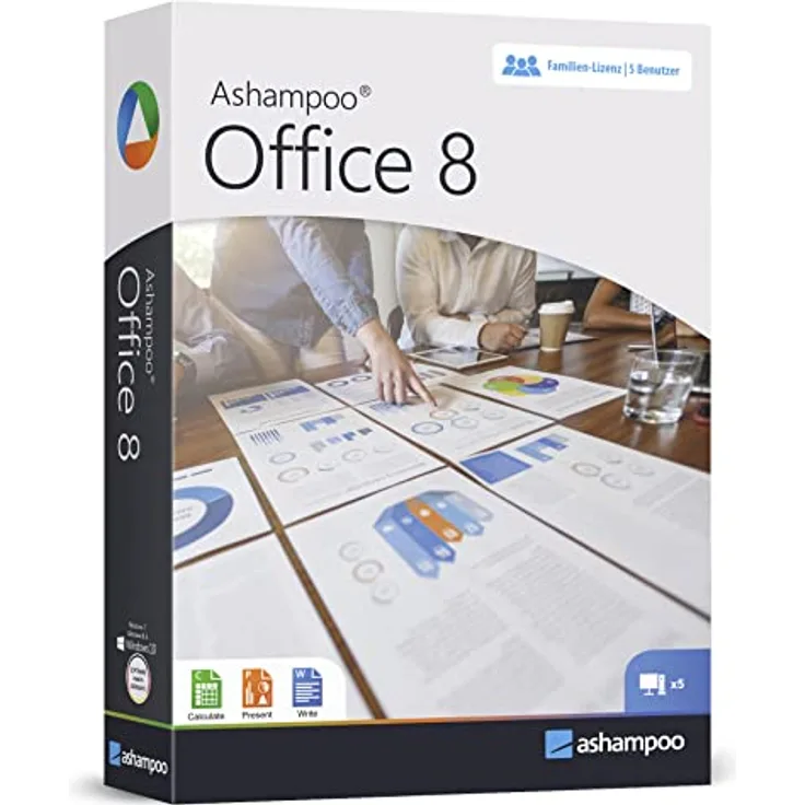 Office 8 - Home Student Professional - lebenslange Laufzeit für 5 PCs im Haushalt - kein ABO - Kompatibel mit Word, Excel, Powerpoint für Windows 10 8 7 Vista