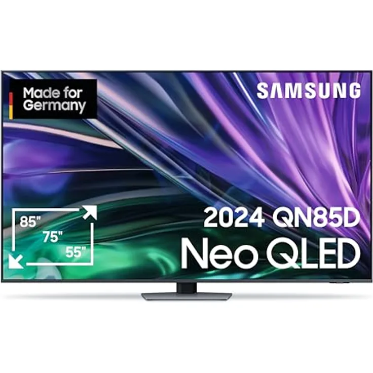 Samsung Neo QLED 4K QN85D Fernseher 85 Zoll, Samsung TV mit Neural Quantum 4K AI Gen2 Prozessor, Quantum-Matrix-Technologie, 4K Upscaling, Smart TV, GQ85QN85DBTXZG, Deutsches Modell [2024]