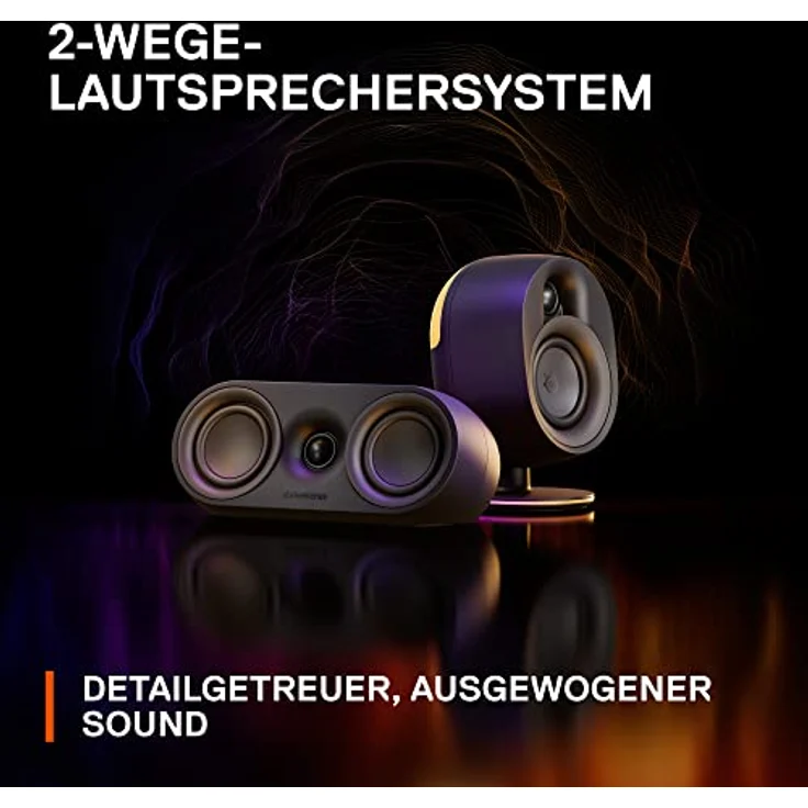 SteelSeries Arena 9 - 5.1-Gaming-Lautsprecher – 5.1 USB Surround-Sound – Kabellose hintere Lautsprecher, 2-Wege-Lautsprecherdesign, Subwoofer – Reaktive RGB – USB, BT – PC, Schwarz – Bild 5