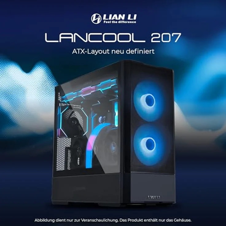 Lian Li LANCOOL 207 PC Gehäuse, Midi-Tower, ATX, Tempered Glass - schwarz, viel Platz für Hardware, hervorragender Airflow, integriertes Kabelmanagement – Bild 2