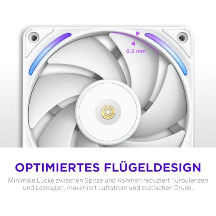 NZXT F120X Performance-Lüfter, 120mm PWM RGB, hohe Luftförderung und statischer Druck, LCP-Rahmen, magnetisches Fluid-Dynamic-Lager, 30mm dick, weiß – Bild 4