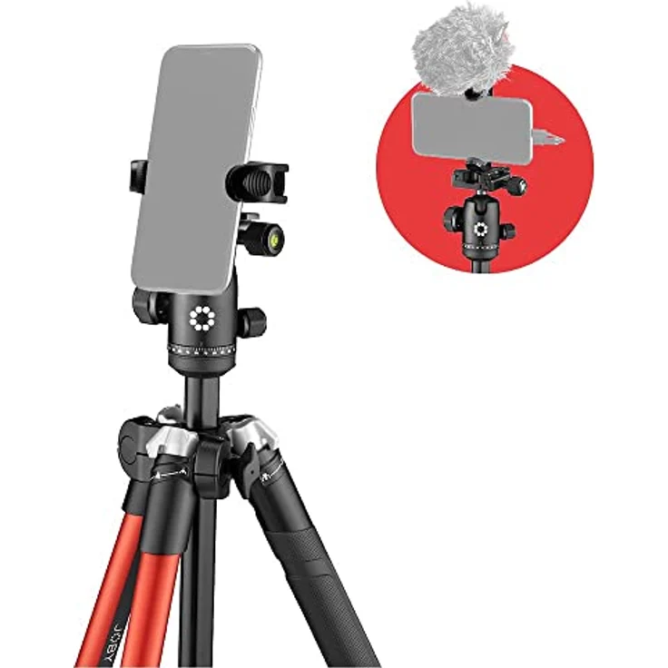 JOBY RangePod, rotes Alu-Reisestativ für Kamera/Smartphone mit Kugelkopf, Smartphone-Klemme und Tasche, für spiegellose, CSC, DSLR, Tik Tok Gadget, YouTube zubehör, Vlog, Video-Anrufe, Vlogger – Bild 5