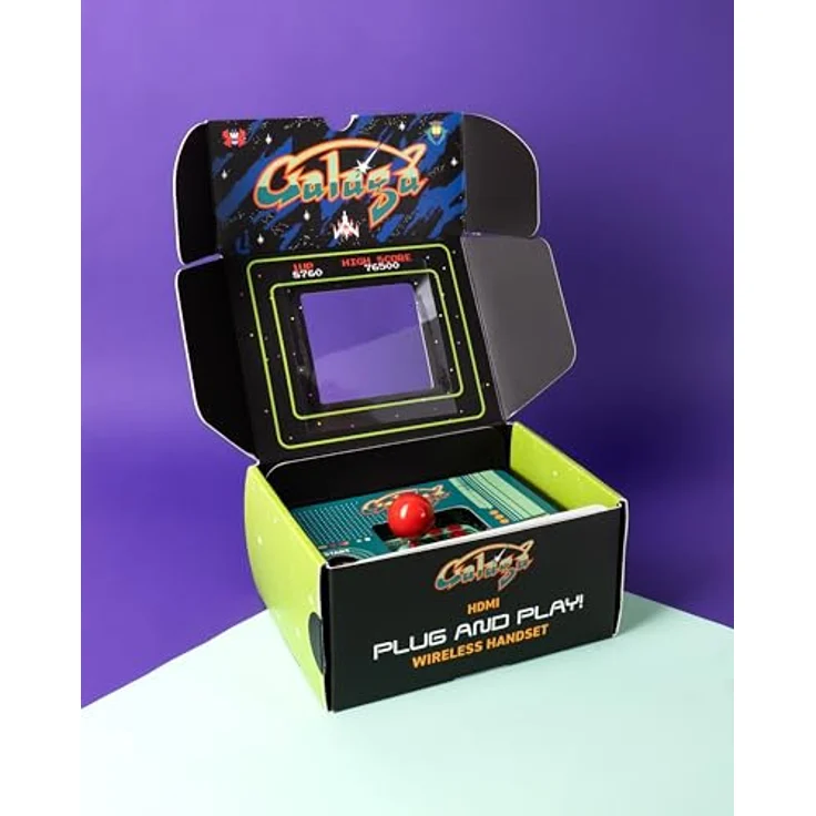 Fizz Creations Galaga Plug and Play, HDMI Konsole mit kabellosem Joystickcontroller für nostalgisches Arcade-Shooting – Bild 8
