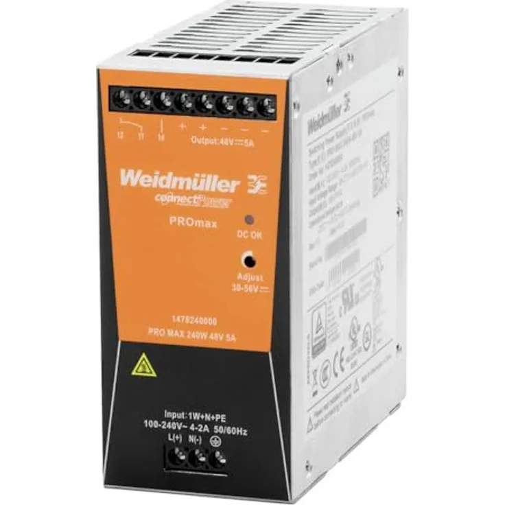 Weidmüller PRO MAX 240W Hutschienen-Netzteil, 24V/DC 10A, hohe Boostfähigkeit, kompakte Bauweise