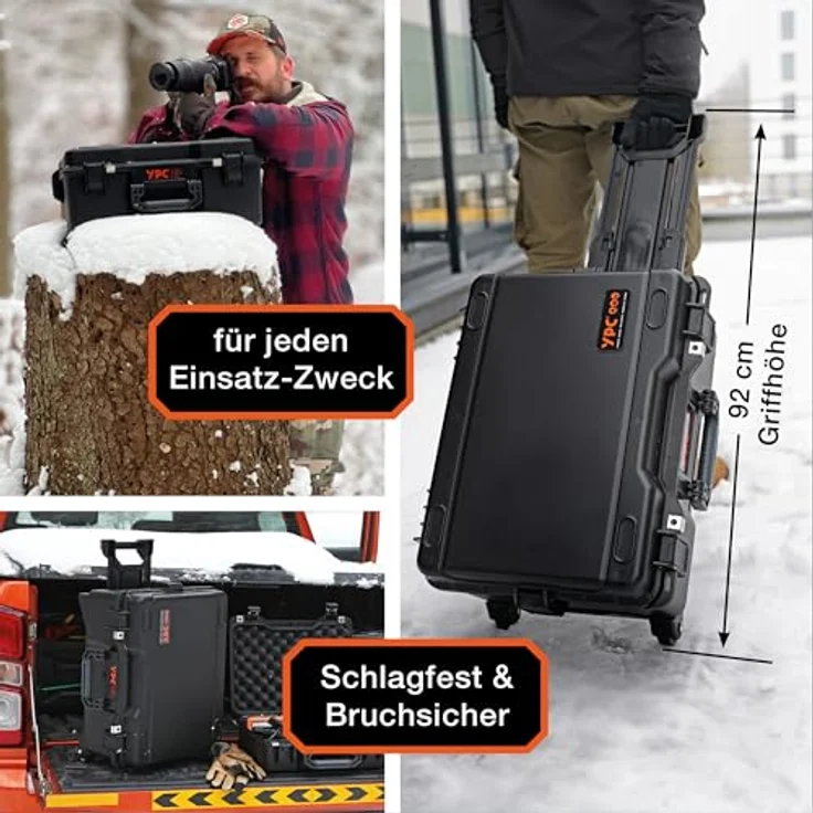 YPC Xplorer Case XXL – 53cm x 40cm x 28,5cm Trolley Outdoor Case, Fotokoffer gepolstert wasserdicht, Kamera Koffer Hardcase, Transportkoffer für Drohne, stapelbar – Bild 4