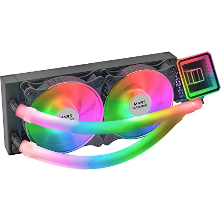 Mars Gaming ML-ULTRA240, Flüssig-CPU-Kühlung mit 500W TDP, ARGB-Röhren und Infinity Mirror, universeller Multisockel, Schwarz – Bild 1