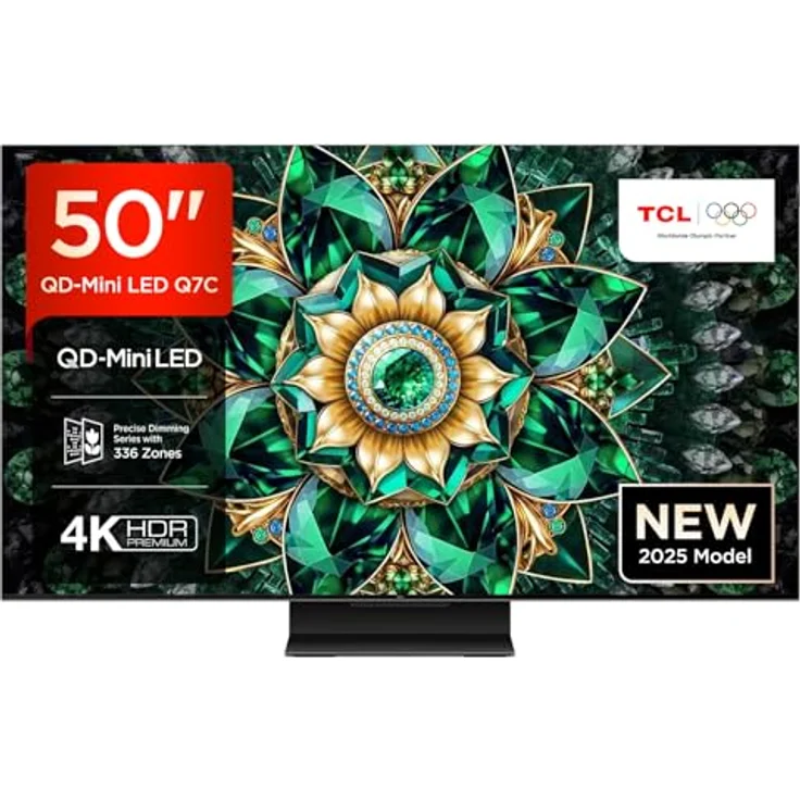 TCL 50Q7C 55 Zoll QD-Mini LED Fernseher, 4K HDR Premium 2000, Smart Google TV, Dolby Vision IQ & Atmos, HVA-Panel, 144Hz Motion Clarity Pro, Game Master – Bild 1