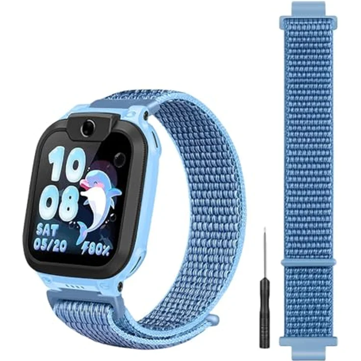 GIOPUEY Armband für imoo Watch Phone Z7/Z6/Z1, geflochtenes elastisches Nylonarmband unisex, blau, atmungsaktiv und komfortabel – Bild 1