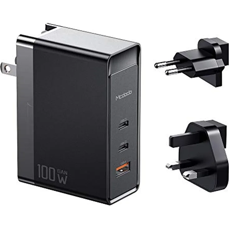 mcdodo Gan 100W 3-Port Fast Charger, Schwarz - Handy-Ladegerät