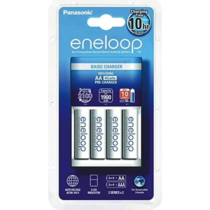 Panasonic eneloop Steckerladegerät BQ-CC51 Rundzellen-Ladegerät für 2/4 NI-MH Akkus AA/AAA Charger Basic + 4X AA 1900 mAh Akkus, 52051E40, Weiß – Bild 2
