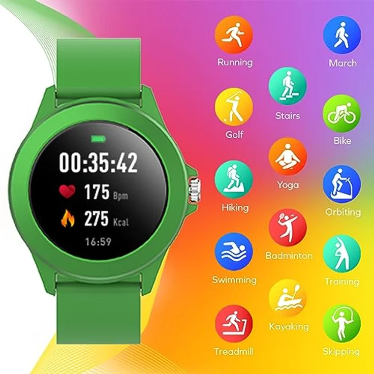 FOREVER Colorum CW-300 Smartwatch Tracker Wasserdicht IP68 Multi-Sport-Funktion Armband Uhr Bluetooth, Benachrichtigungen aus der App, Musiksteuerung für Android iOS Grün – Bild 7