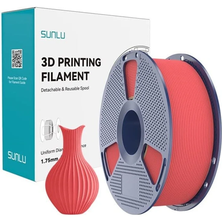 Sunlu PLA Classic Filament - Cherry, 1.75 mm für FDM 3D-Druck, Druckgeschwindigkeit bis 600 mm/s, matte Oberfläche
